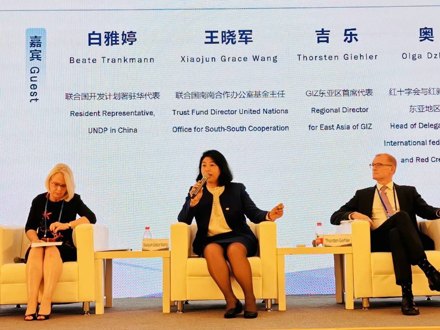 聯(lián)合國南南合作辦公室基金主任王曉軍出席全球共享發(fā)展行動論壇首屆高級別會議分論壇討論。受訪者供圖