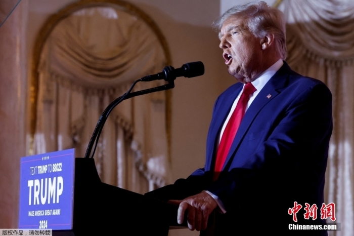 當(dāng)?shù)貢r(shí)間2022年11月15日，美國(guó)前總統(tǒng)特朗普在佛羅里達(dá)州海湖莊園發(fā)表演講，正式宣布將參加2024年美國(guó)總統(tǒng)大選。據(jù)美媒報(bào)道，特朗普已正式提交文件加入2024年總統(tǒng)競(jìng)選。這是特朗普第三次發(fā)起美國(guó)總統(tǒng)競(jìng)選活動(dòng)。