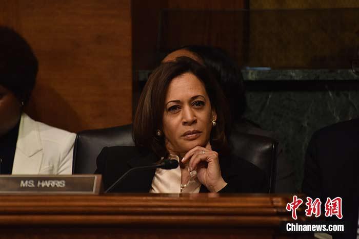 當?shù)貢r間8月11日，美國前副總統(tǒng)、已經(jīng)鎖定民主黨總統(tǒng)候選人提名的拜登選定聯(lián)邦參議員卡瑪拉·哈里斯為其競選搭檔、民主黨副總統(tǒng)候選人。哈里斯成為美國歷史上首位被提名為副總統(tǒng)候選人的非裔女性。圖為哈里斯此前出席國會聽證會(資料圖)。<a target='_blank' href='/'><p  align=