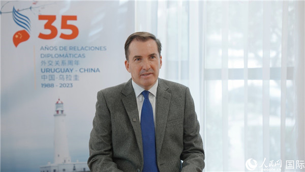 烏拉圭駐華大使費(fèi)爾南多·盧格里斯接受人民網(wǎng)專訪。 人民網(wǎng)記者 張若涵攝