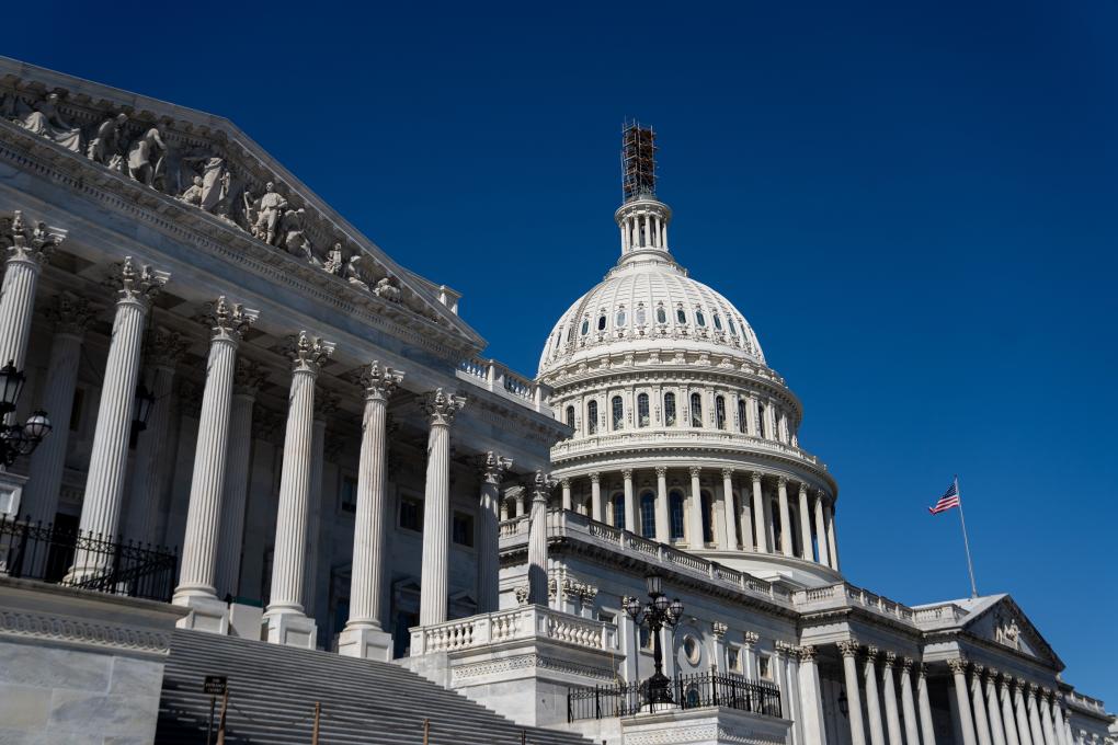 圖為2023年10月11日在美國首都華盛頓拍攝的國會大廈。新華社記者 劉杰 攝