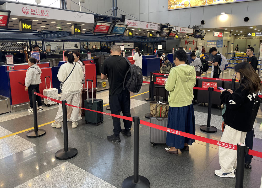 旅客在首都機場排隊辦理登機手續(xù)。人民網(wǎng)記者 喬雪峰攝