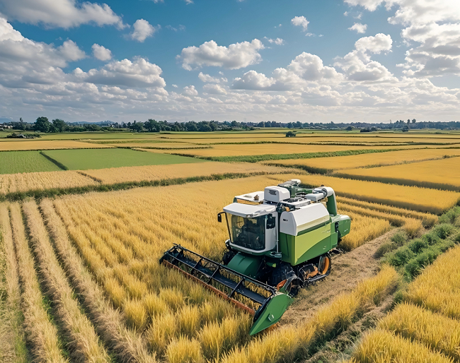 河南省信陽市羅山縣水稻種植戶抓住有利天氣搶收水稻。黃錢錢攝