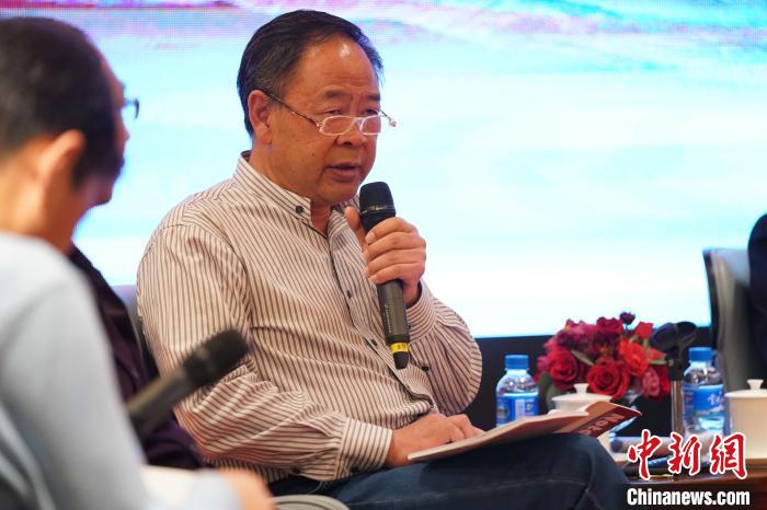 圖為青海省藝術研究所所長、文化學者耿占坤發(fā)表觀點?！√K丹 攝