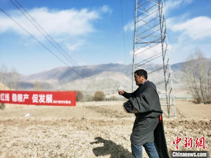 圖為藏族民眾撒種、施肥。　張?zhí)砀?攝